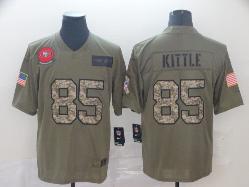 Men San Francisco 49ers #85 Kittle Nike 2019 Olive Camo Salute to Service Limited NFL Jerseys